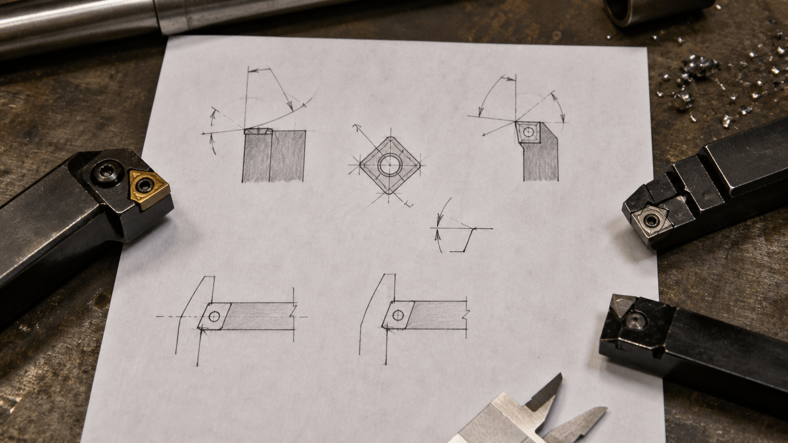 machinist lathe tools drawing review and fabricated part inspection