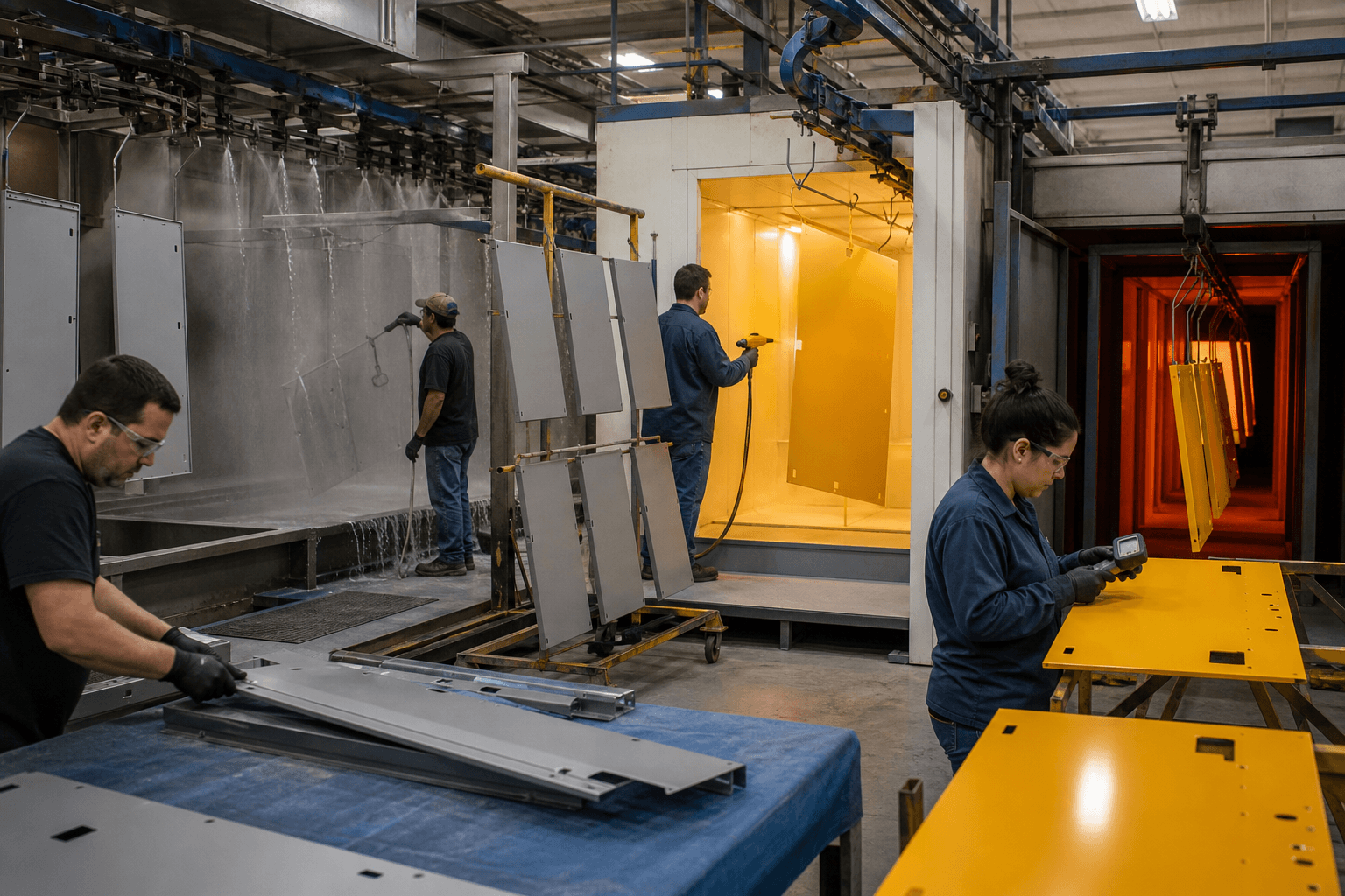 top coat powder coating drawing review and fabricated part inspection