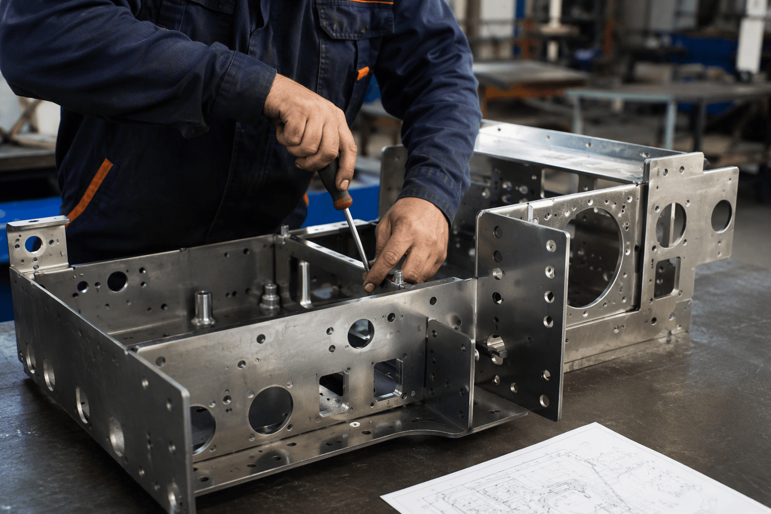 mechanical parts assembly drawing review and fabricated part inspection