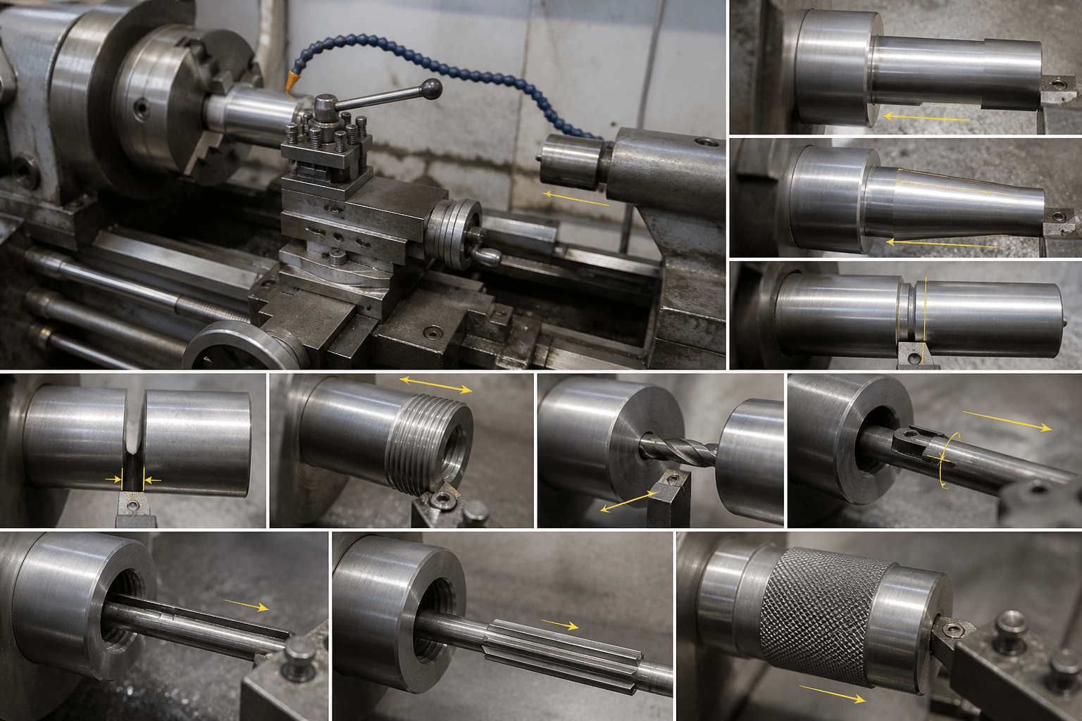 operations on a lathe machine drawing review and fabricated part inspection