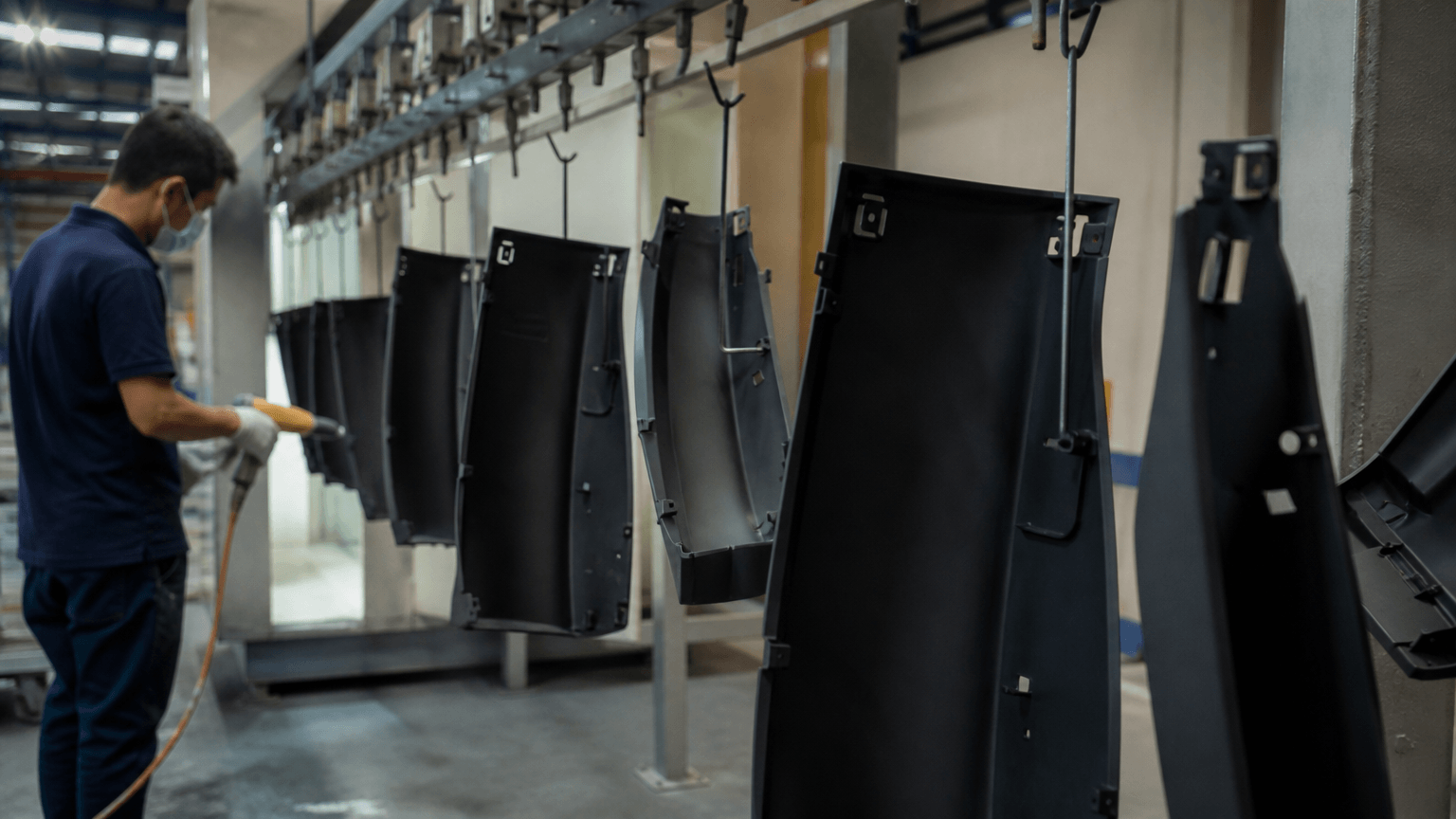 powder coating plastic production and quality inspection