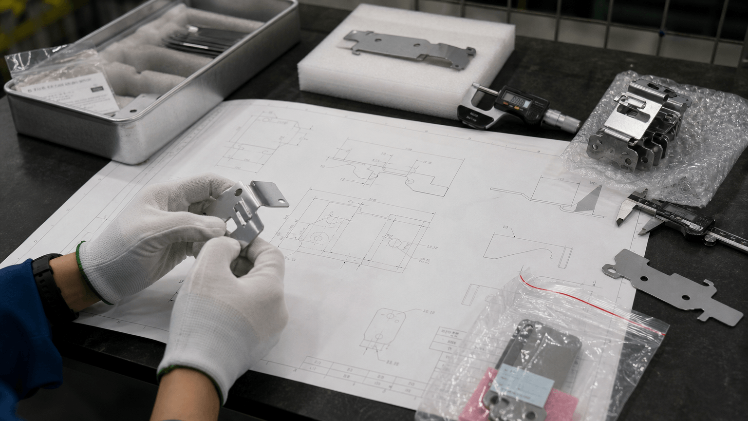 small parts manufacturing production and quality inspection