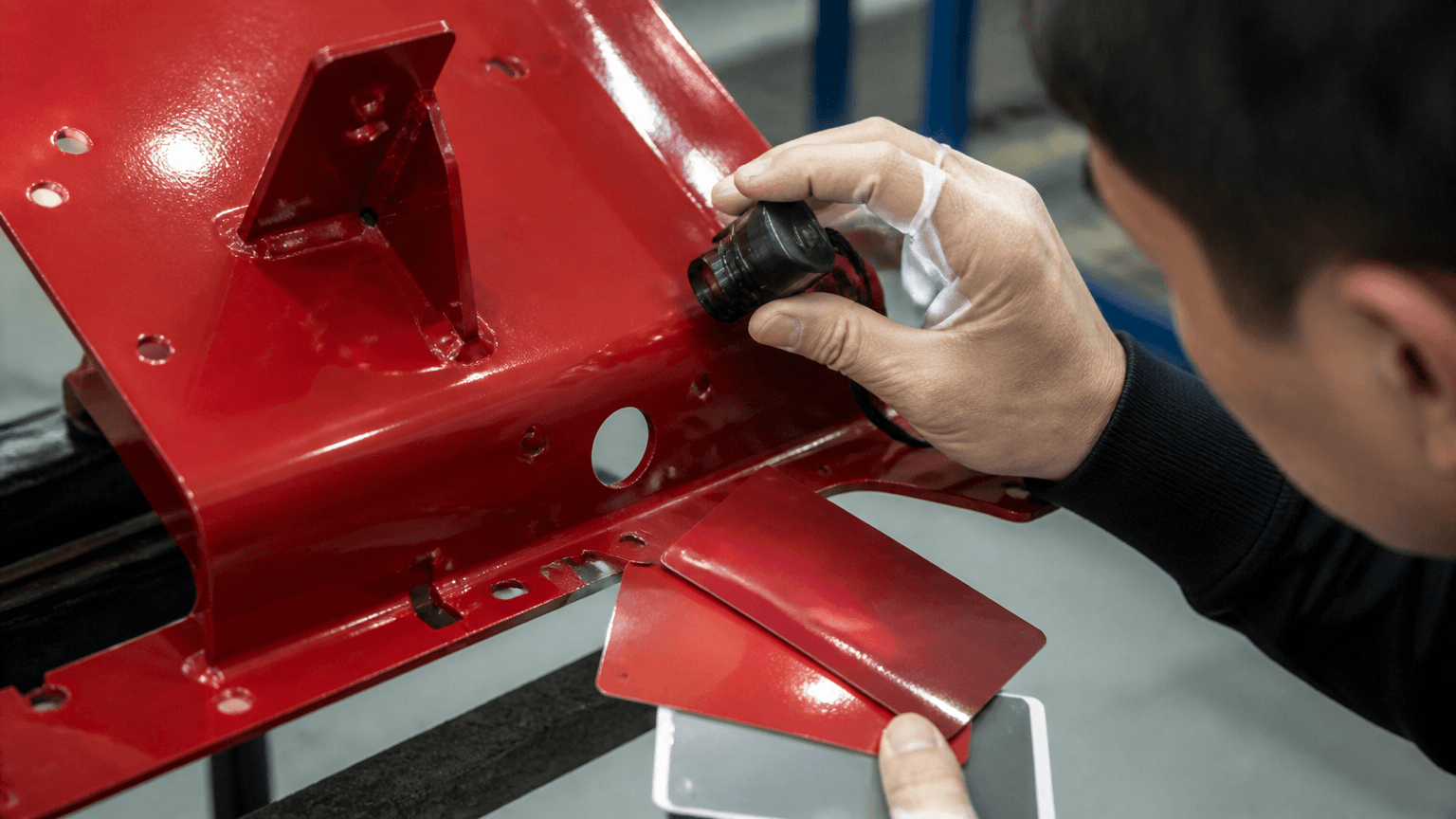 shiny powder coat production and quality inspection