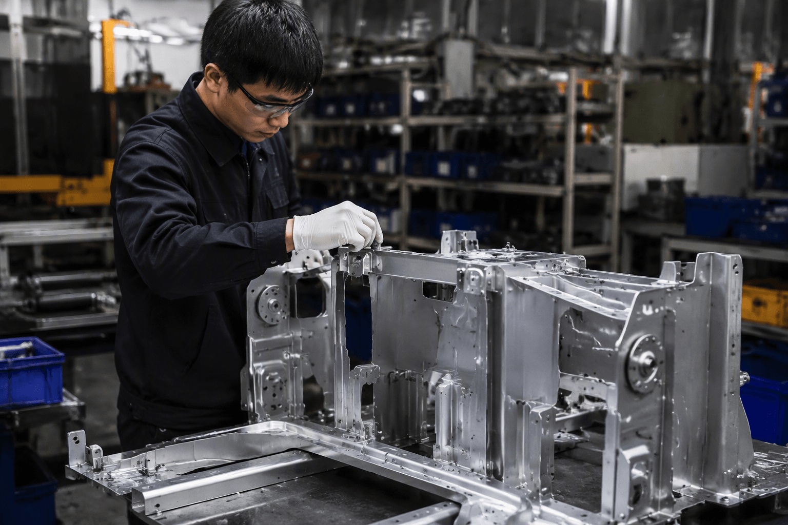 mechanical parts assembly production and quality inspection