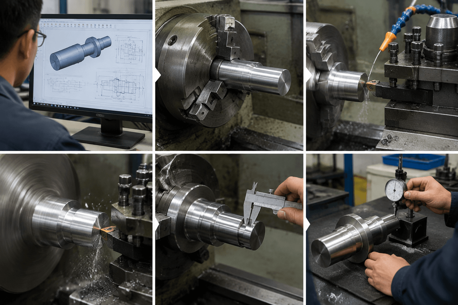 lathe operation drawing review and fabricated part inspection