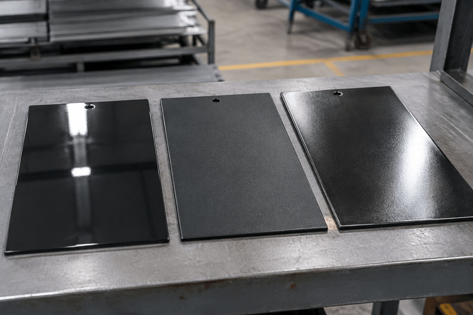 black powder coated metal drawing review and fabricated part inspection