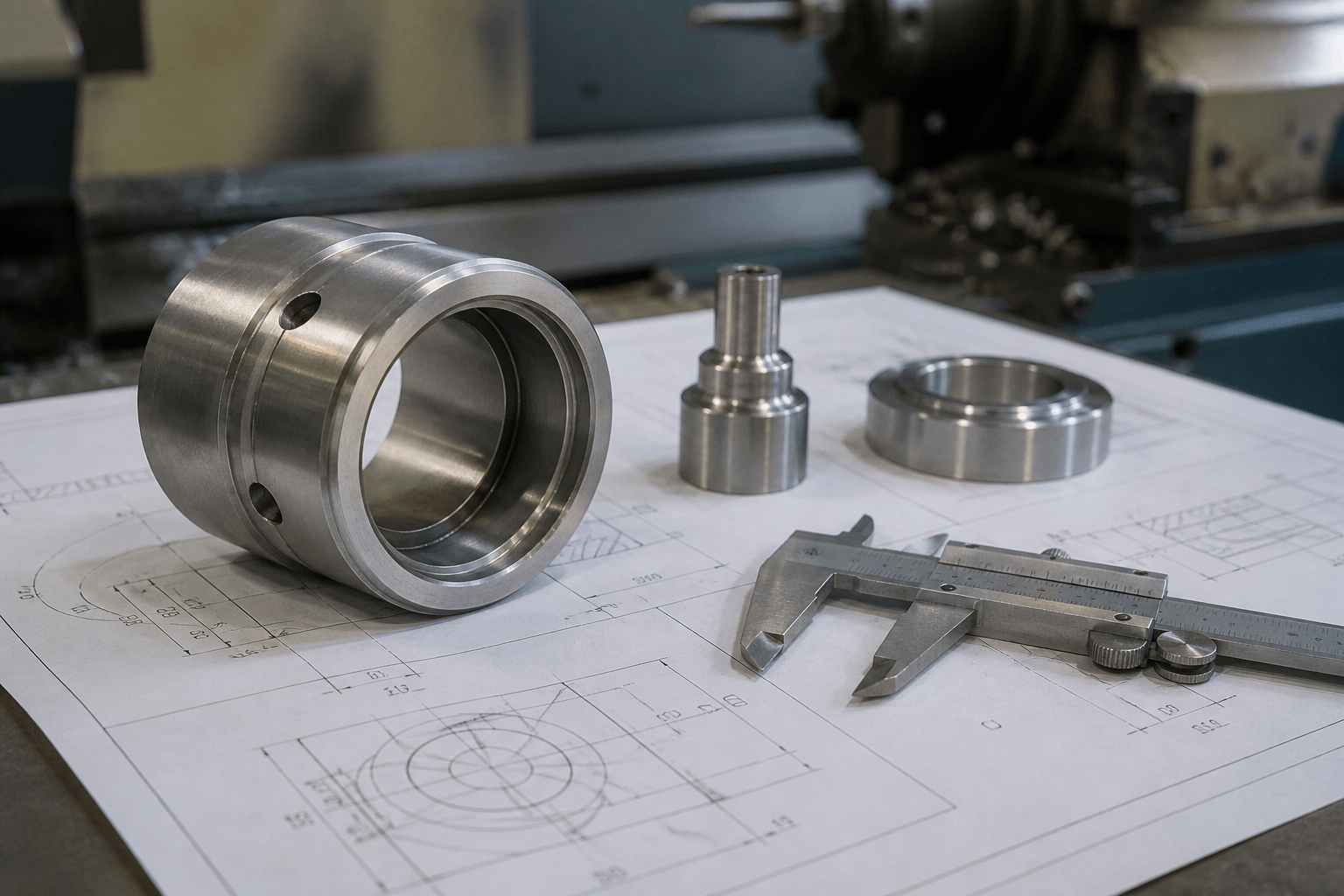 application of cnc lathe machine drawing review and fabricated part inspection