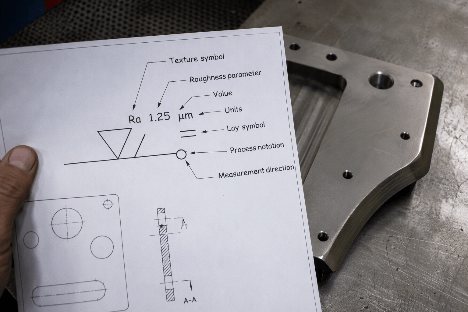 125 surface finish drawing review and fabricated part inspection