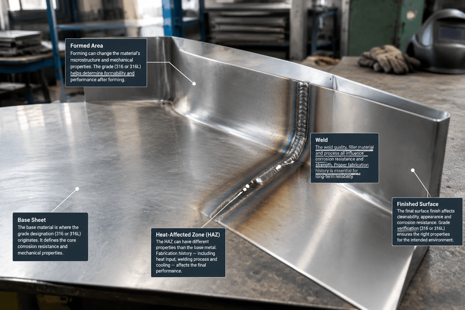 316 or 316l drawing review and fabricated part inspection
