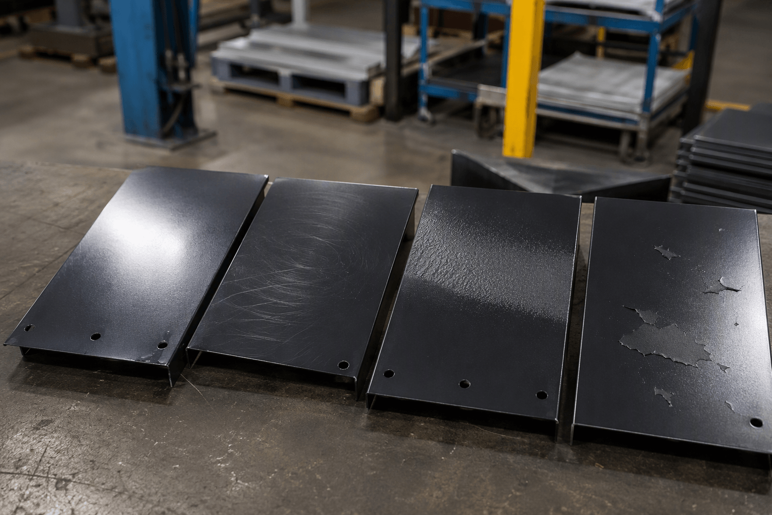 buffing powder coat production and quality inspection