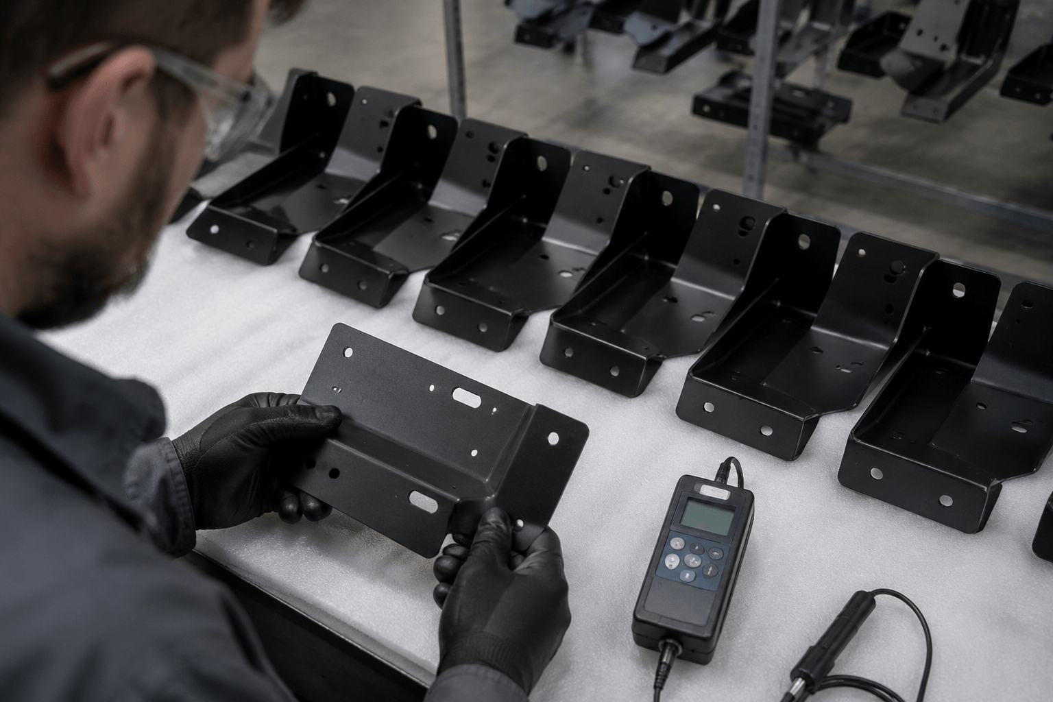 commercial powder coating production and quality inspection