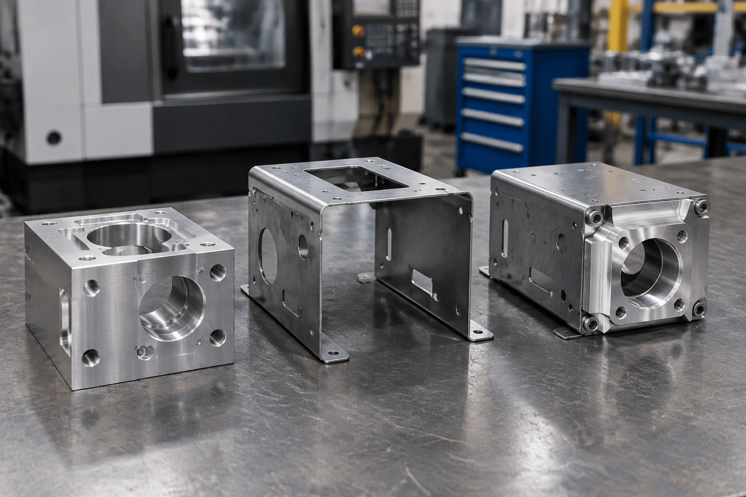 machining of metal parts production and quality inspection