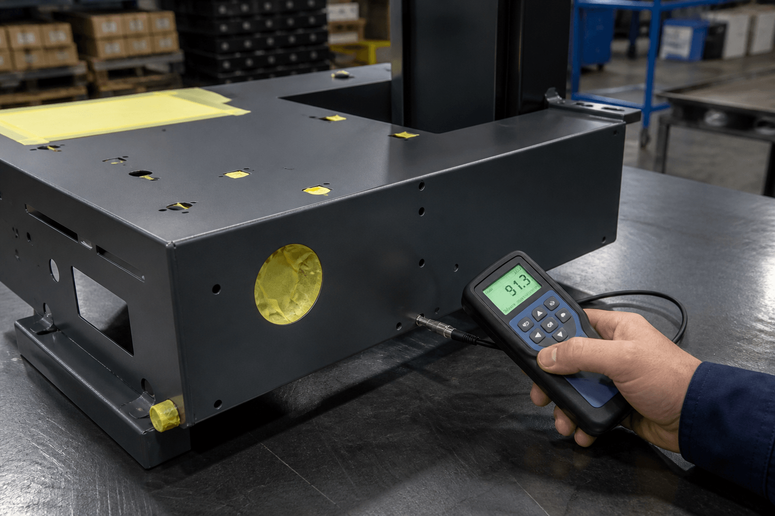 powder coated surface production and quality inspection
