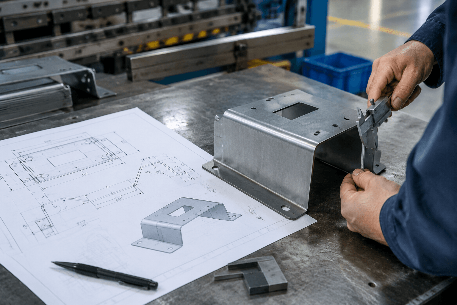 bending of manufactured parts production and quality inspection
