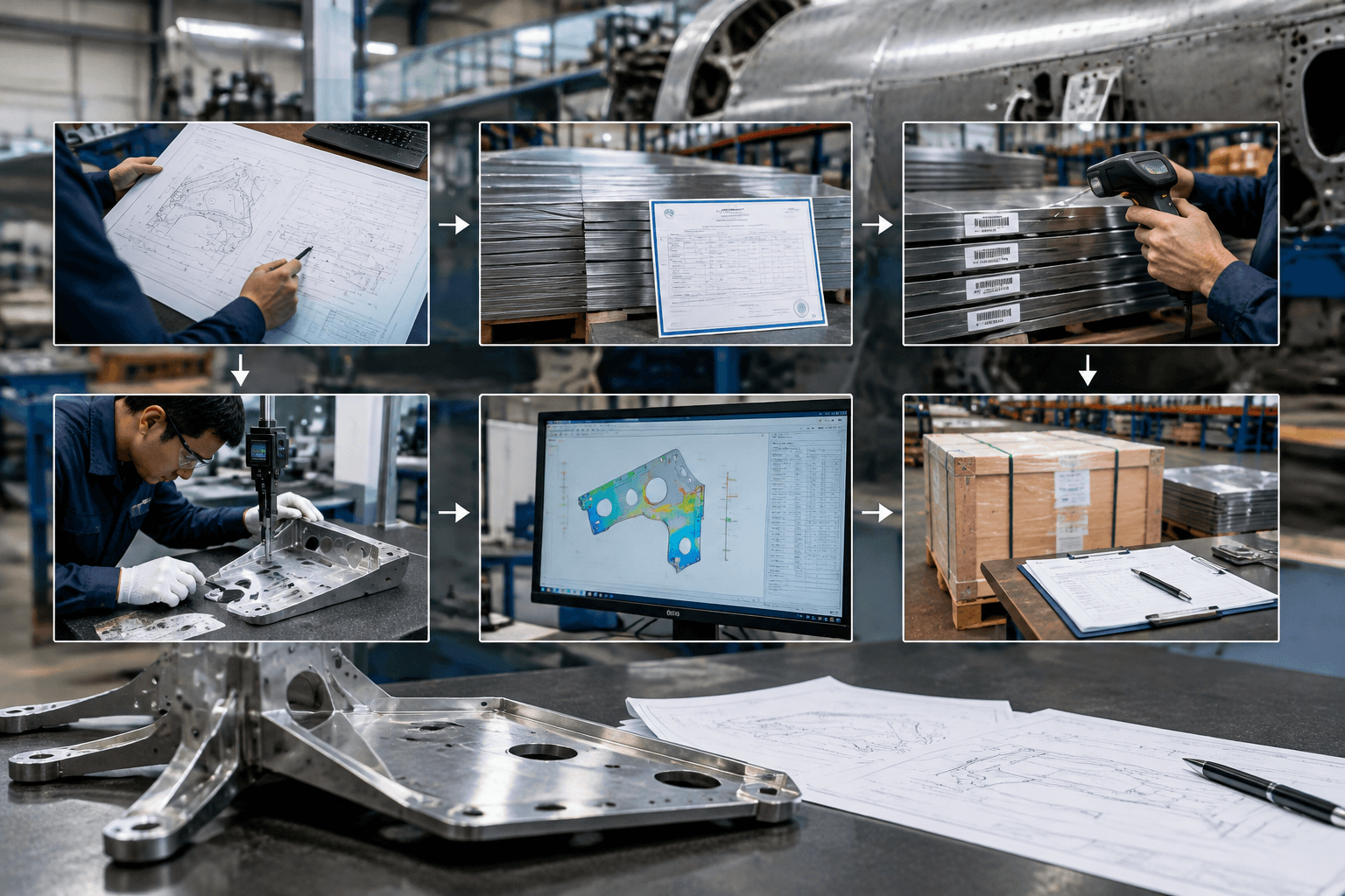 aviation metal fabrication production and quality inspection
