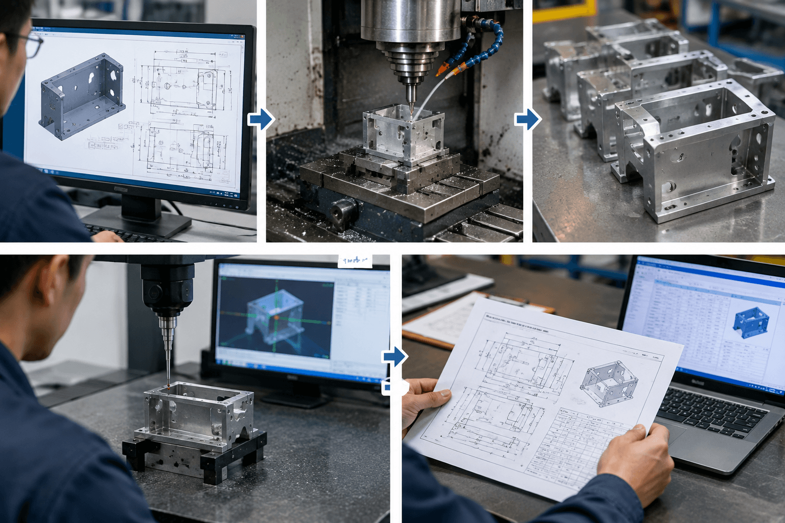cnc precision machining services production and quality inspection