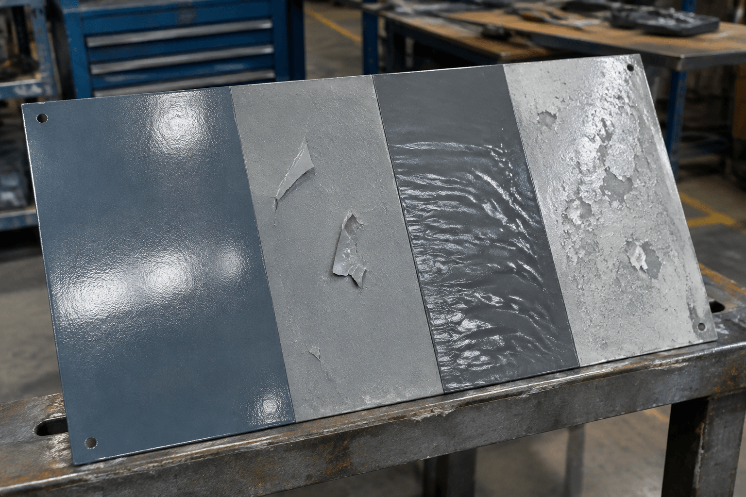 spray paint over powder coated metal production and quality inspection