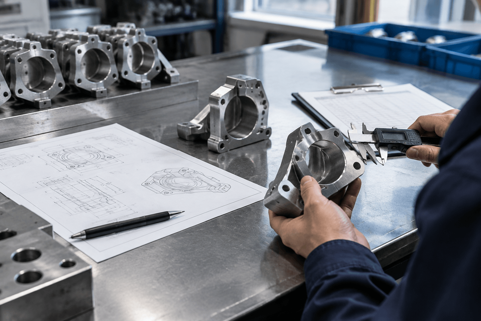 high precision metal parts production and quality inspection