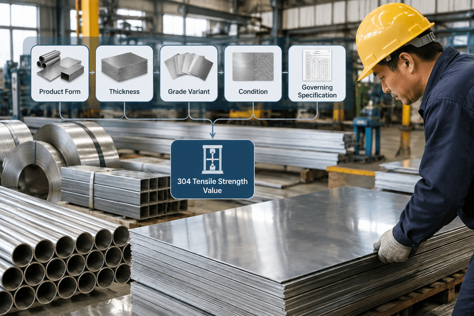 304 stainless steel ultimate tensile strength production and quality inspection
