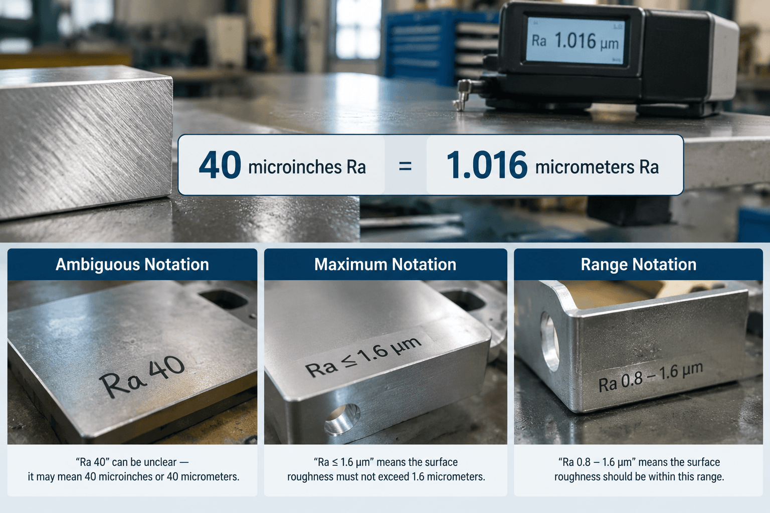 40 surface finish drawing review and fabricated part inspection