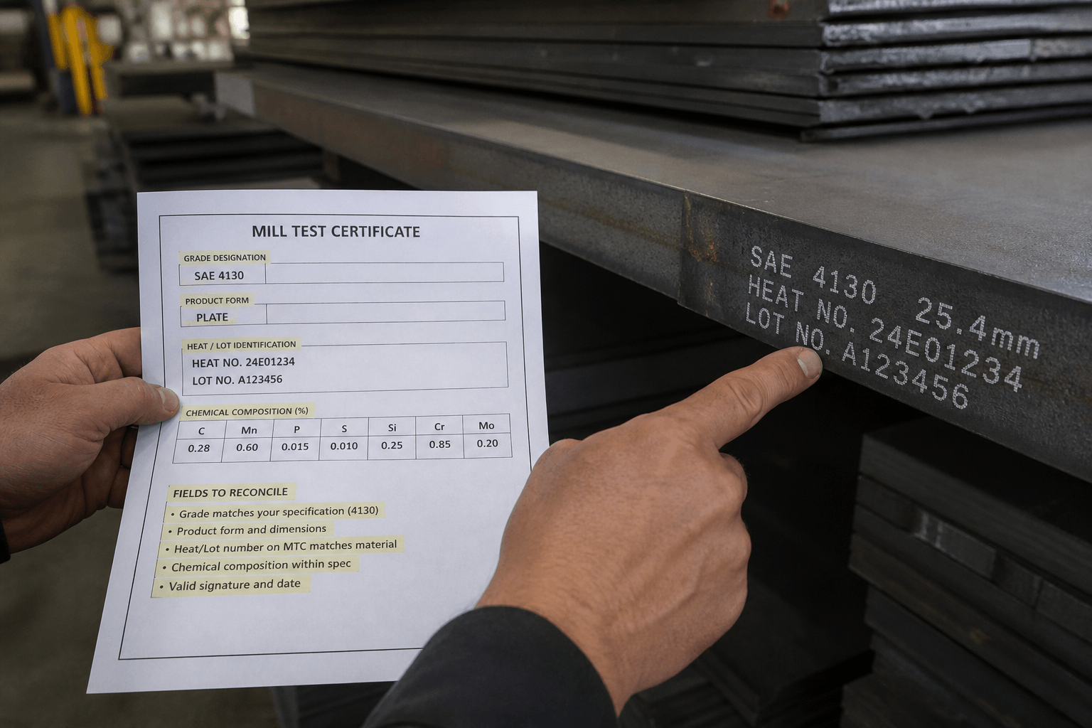 4130 steel composition drawing review and fabricated part inspection