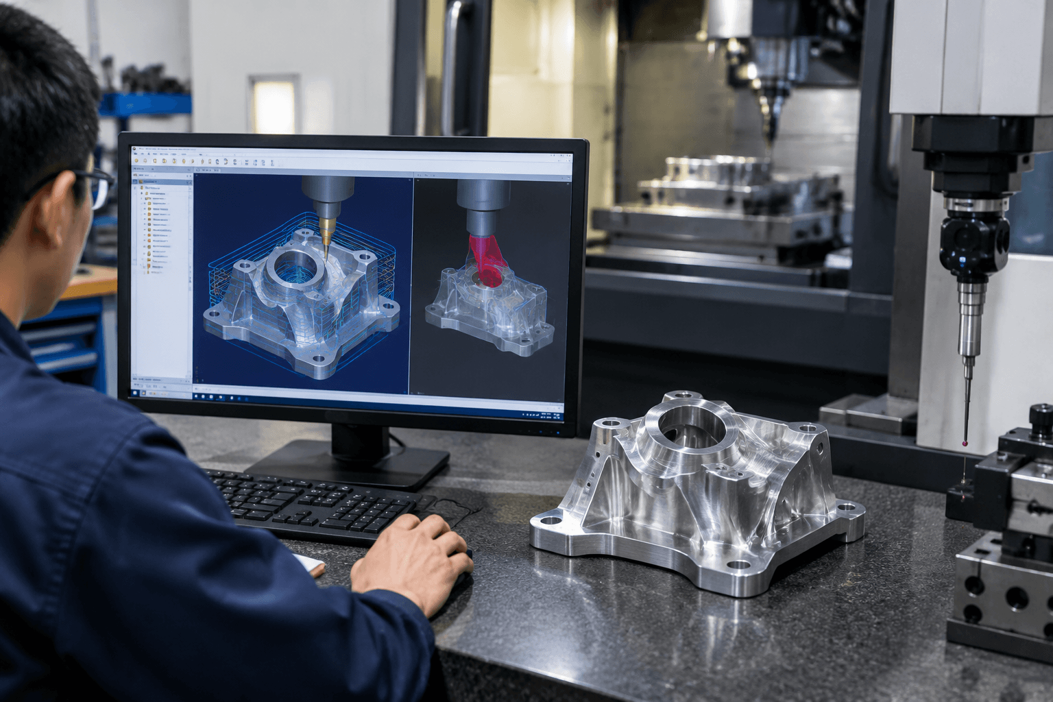 5 axis cnc machining services production and quality inspection