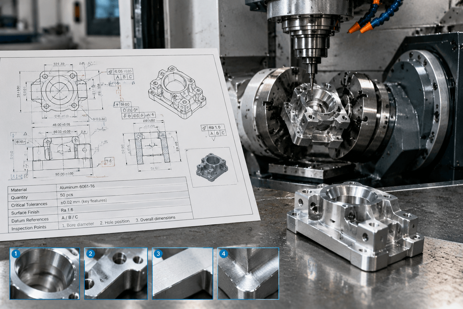 6 axis cnc machine production and quality inspection